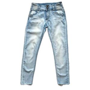 Revamped Denim Jeans High Waist Cropped Hem Skinny Straight - Size 11